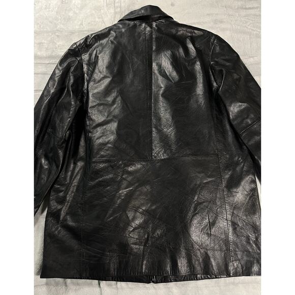 Men's L Wilsons Black Leather Coat Removable Thinsulate Lining Zip Up Minimalist - Picture 7 of 16